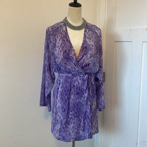 Vintage Victoria’s Secret sheer wrap robe, short snake print, floral, cute! OS